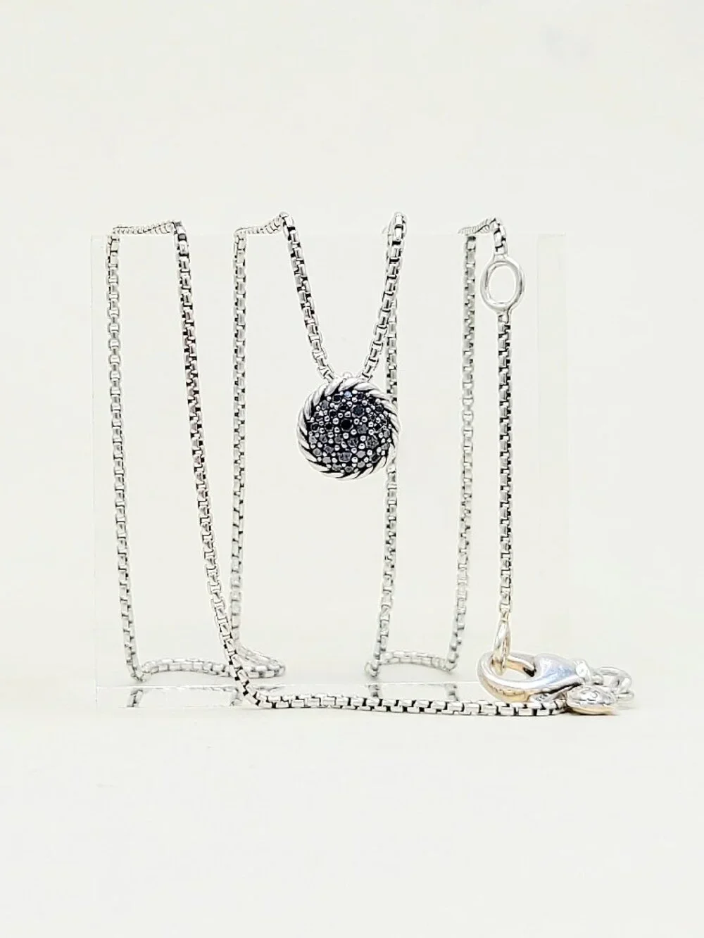 David Yurman Chatelaine Pendant Necklace w/ Pavé Black Diamonds - 17